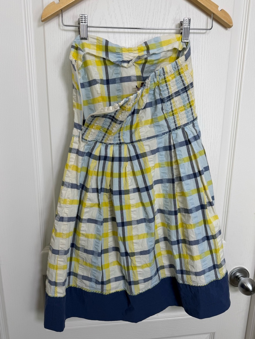 Vintage Y2K Juicy Couture Seersucker Madras Plaid Strapless Mini Dress Sz Small - Picture 9 of 10